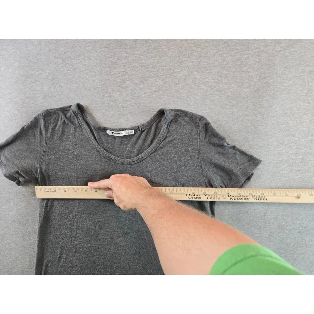 T by Alexander Wang Pocket Tee Women Small Charcoal Grey Scoop Neck Short Sleeve